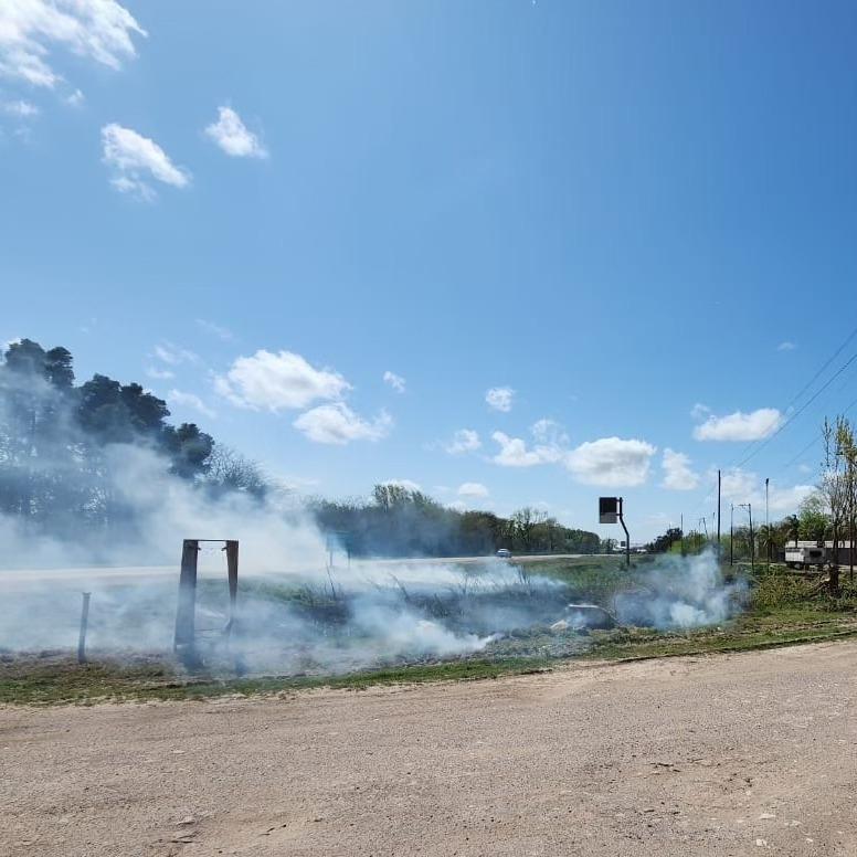 Incendio de pastos en la banquina